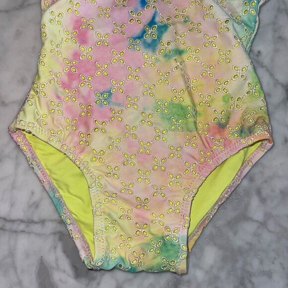 Shade Critters Watercolor Eyelet Fringe Back Girls One Piece Swimsuit 6-12 m - Picture 2 of 8